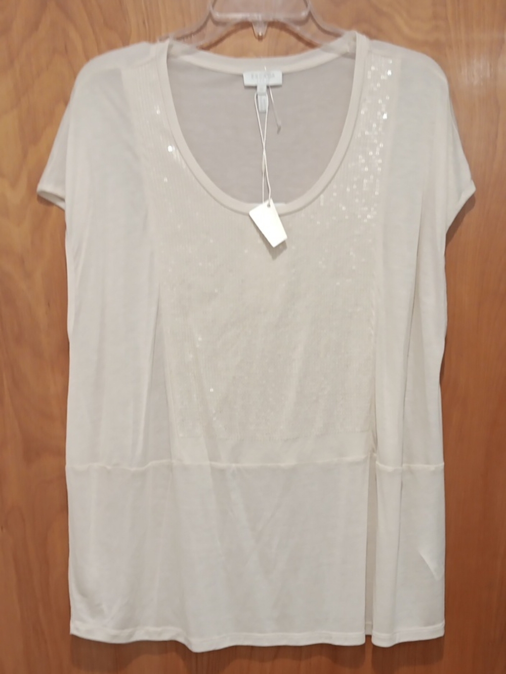 Escada Sport Cream Short Sleeve Sequin Top